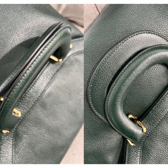 Dolce and Gabanna Fold Over Pebbled Leather Dark Green - Picture 7 of 13